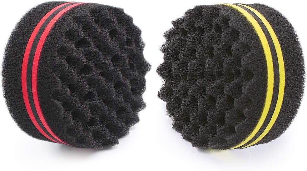 Small and Big Hole Hair Sponge for Twist Dreads Locking Afro Curl Brush Barber 2 PCS