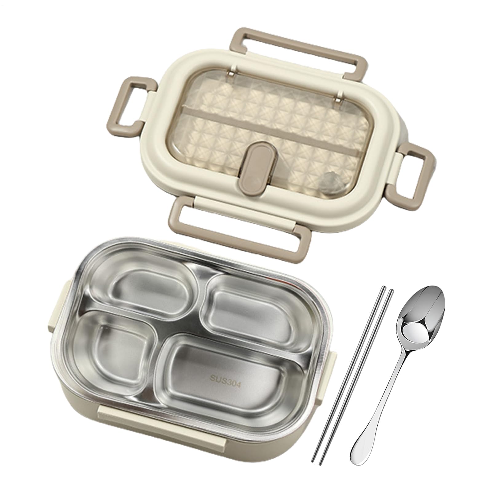 Récipient alimentaire isotherme en inox pour adulte avec couverts inclus