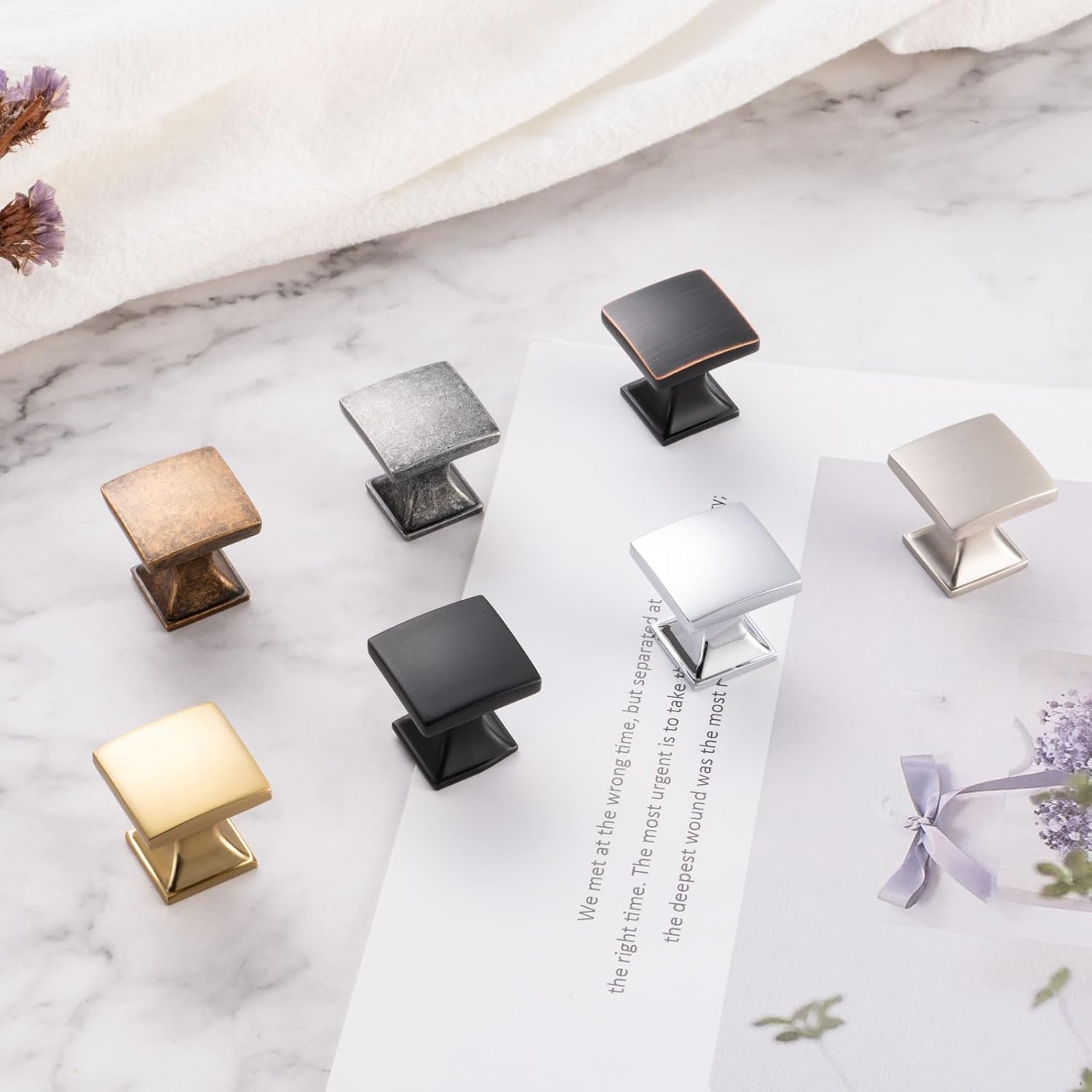 20 Pack 1 Inch, Square Oil Rubbed Bronze Cabinet Knobs Brushed Bronze Drawer Knobs Bronze Cabinet Pulls, ZK2203 Solid Kitchen Hardware for Cabinets Drawers Bedroom Dresser Bathroom Cupboard