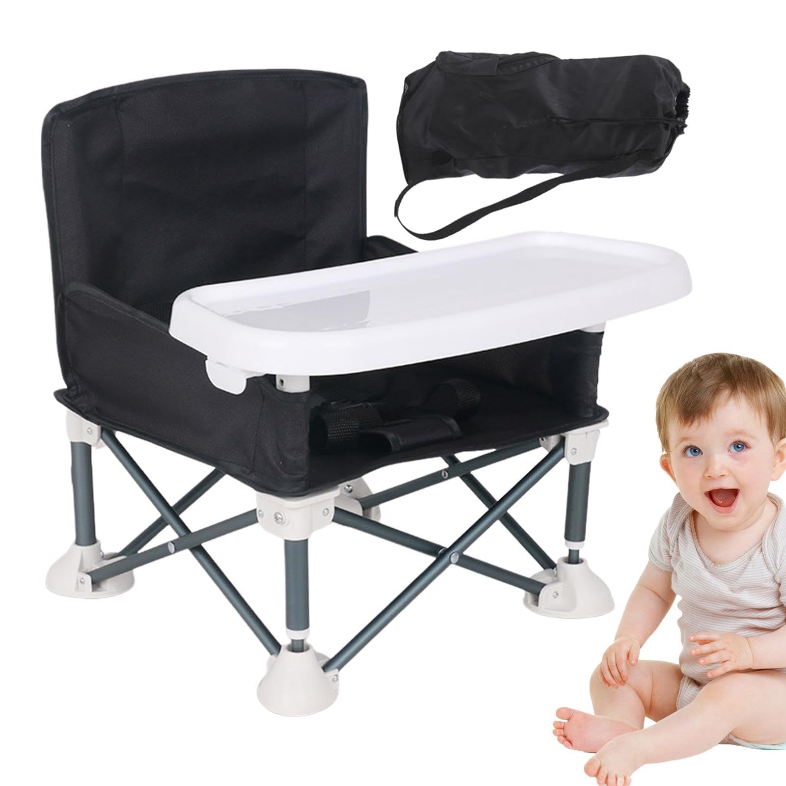 Baby Campingstuhl Faltbar Mit Tablett - Sitzerhöhung Mit Sonnenschirm Für Picknick