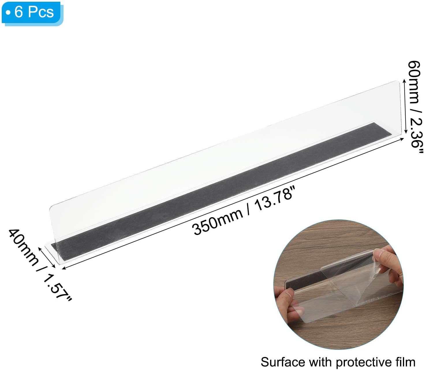 PATIKIL 12 Pack Shelf Dividers for Closet Organization, 13.8x1.57x2.4 Acrylic Magnetic Closets Separator Kitchen Cabinet Shelves Under Bed Blocker for Bedroom Kitchen Office, Clear