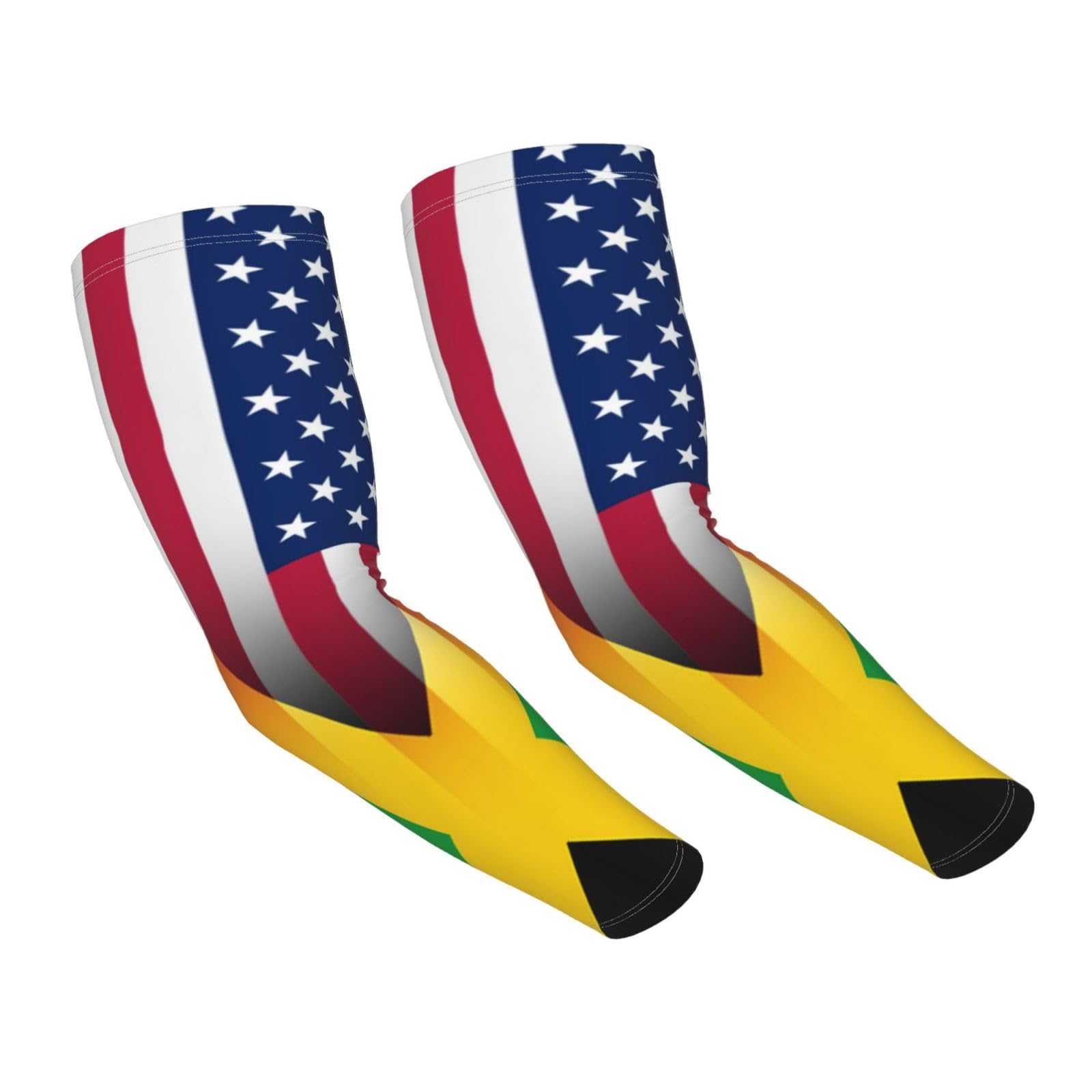 Vykmvtyb American Flag And Jamaican Flag Sun Protection Cooling Arm Sleeves For Men Women, Uv Compression Cooling Sleeve For Sports,Cooling Comfort, And Versatility