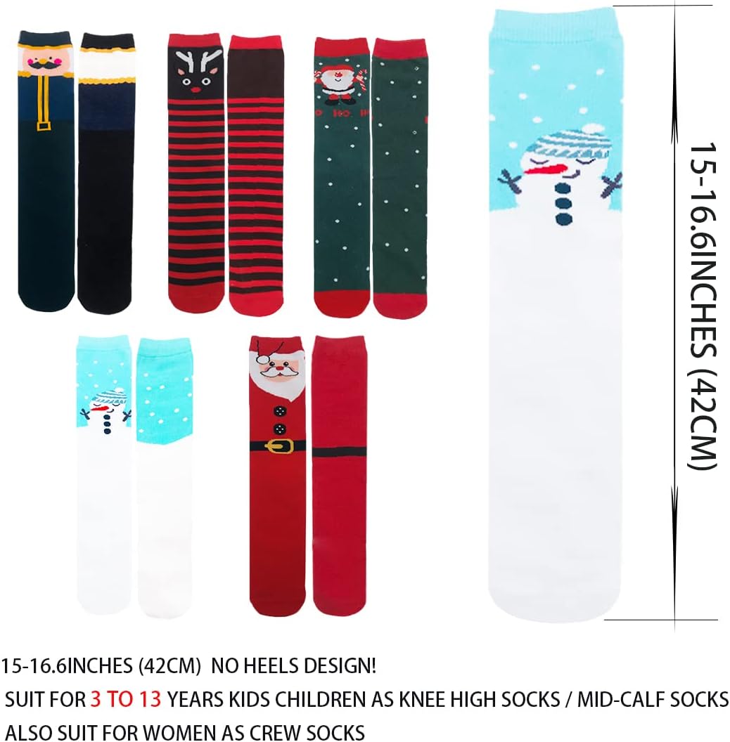 MarJunSep Kids Christmas Knee High Socks Stocking Stuffers Gifts Girls Boys Fun Long Boot Holiday Stockings 3-13 Years - Image 2