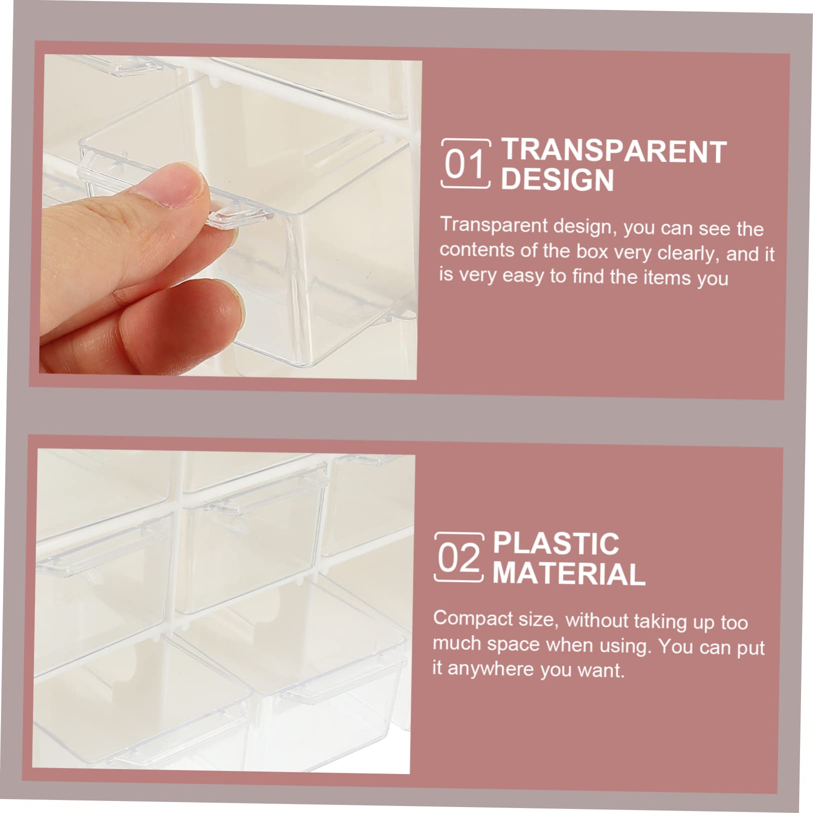 Alipis Caja Organizadora de Cajones 9 Compartimentos, 4 Piezas | Plástico Beige, para Cuentas y Pendientes, Práctica para Cosméticos y Manualidades