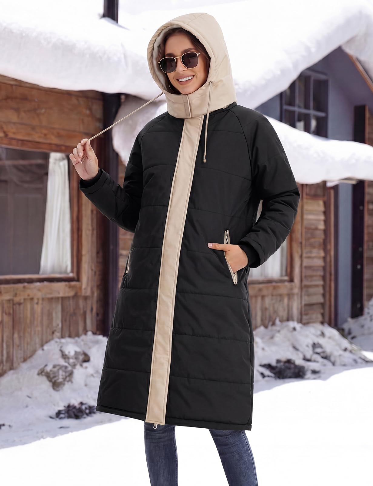 Tuopuda Giacca Donna Lungo Calda Invernale Idrorepellente Cappuccio