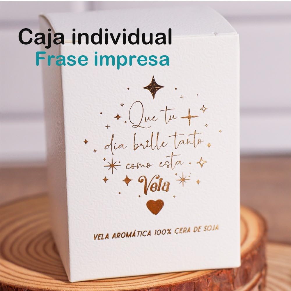Pack de 6 a 30 uds, Velas aromáticas, Velas de cera de soja, tapa de corcho, mensajes de agradecimiento, 7,5 x 5,5 cm, detalles para boda, Regalantes (30, Compartir)