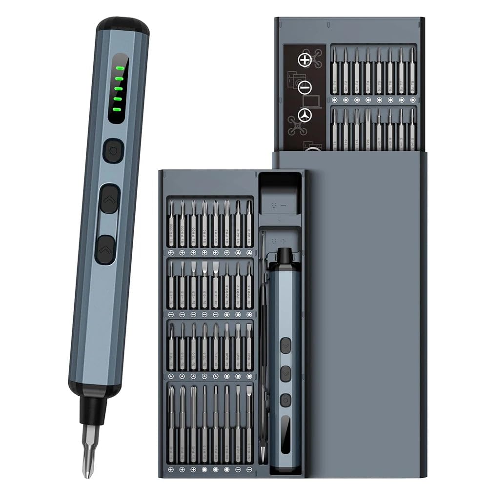 E1 Max - Cacciavite elettrico 68 in 1, kit di strumenti di precisione con punte magnetiche, 5 impostazioni di coppia, mini cacciavite elettrico per iPhone, PC, laptop, riparazione orologi, senza fili
