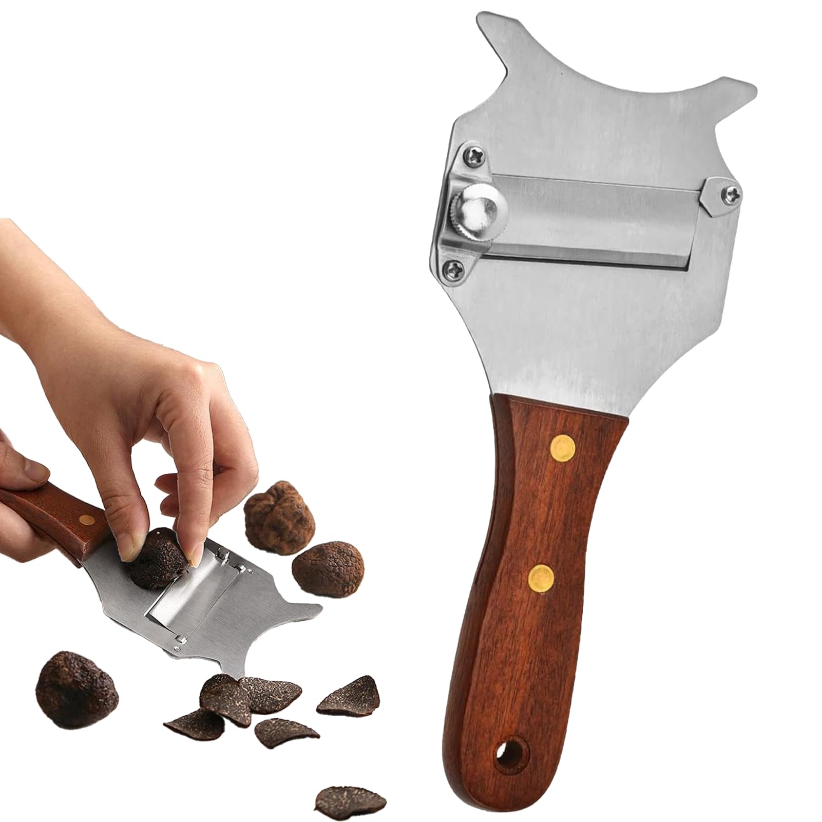 Coupe Truffe Trancheur Truffes Inox Poignée Bois Râpe Fromage Rasoir Eminceur
