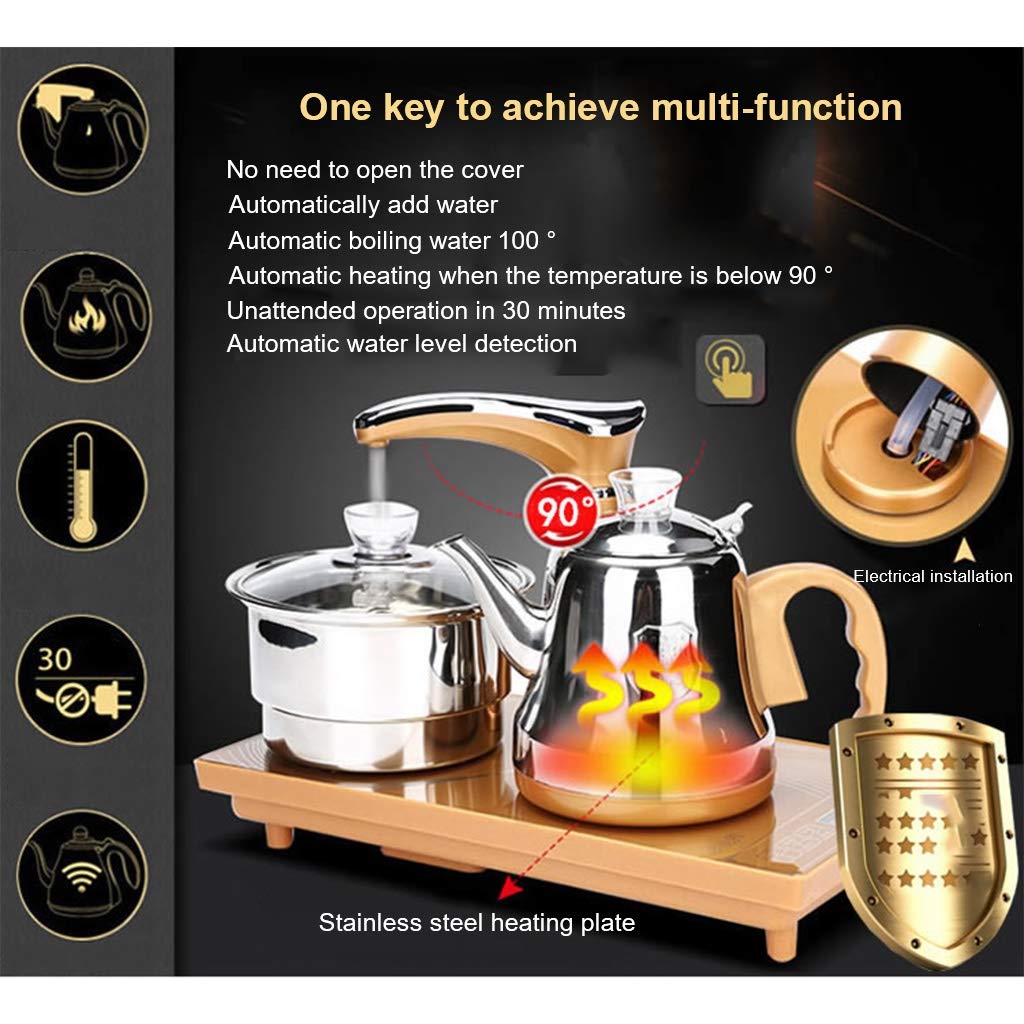 Bandeja De Té De Cerámica Negra, Bandeja De Té Con Calentador De Agua Automático, Juego Completo De Bandeja De Té Pequeña Para Ceremonia Del Té, Para Uso En El Hogar Y La Oficina, Para Mesa De Té, B