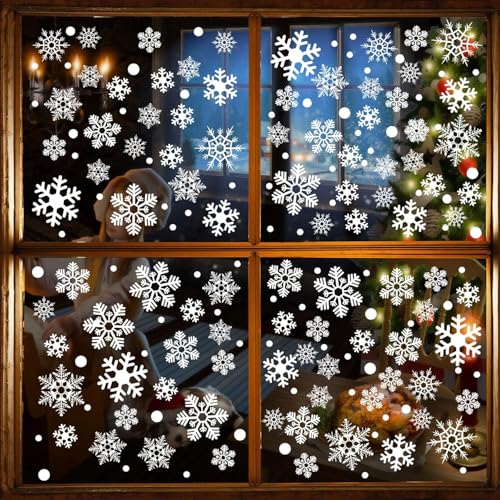 La Mejor Recopilación de Pegatinas decorativas de ventana al mejor precio. 50 146 Pegatinas Navideñas para Ventanas y Vidrios - Copos de Nieve Reutilizables, Adhesivos Electroestáticos sin Pegamento para Navidad, Invierno y Fiestas (PVC, Transparente,...