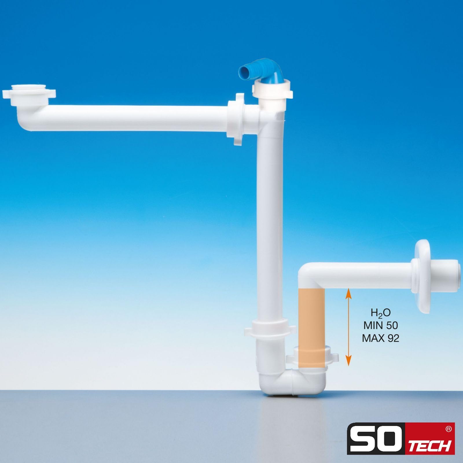 SOTECH Raumsparsiphon mit Geräteanschluss, 32-40 mm, weiß, Raumsparsiphon, Ablaufgarnitur für Küche und Bad