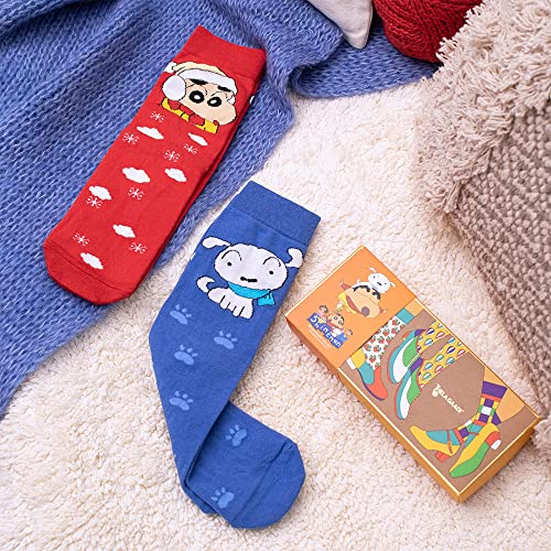 Image of THELA GAADI Shinchan Socks - Pure Cotton Crew Length Printed Funky Cartoon Socks for Men & Women | Odour Free & Beathable | Free Size & Unisex
