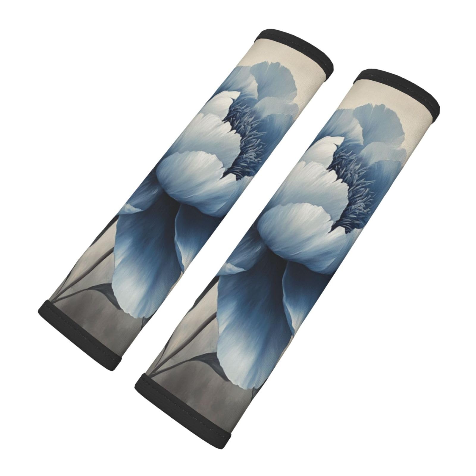 Blue and Gray Peony Flower Car Seat Belt Cover 2 Pack Seatbelt Strap Shoulder Pad Protector Universal Comfort for Car
