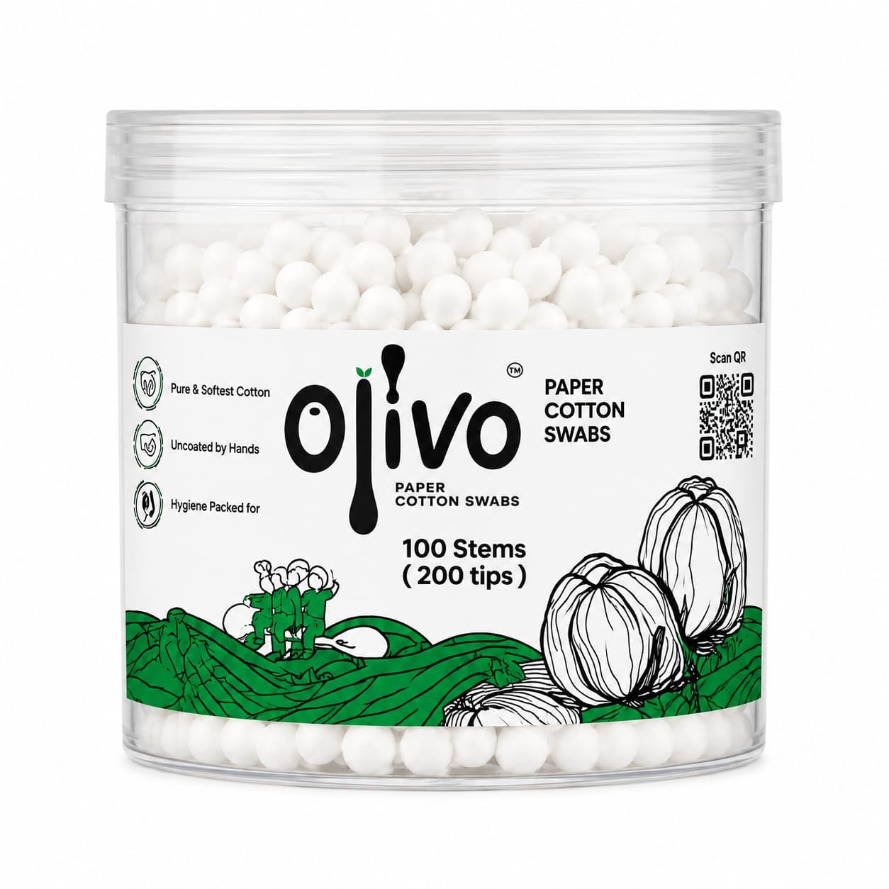 Paper Cotton Swabs 100 Stems (200 Tips) | baby care, and general hygiene.-image-43