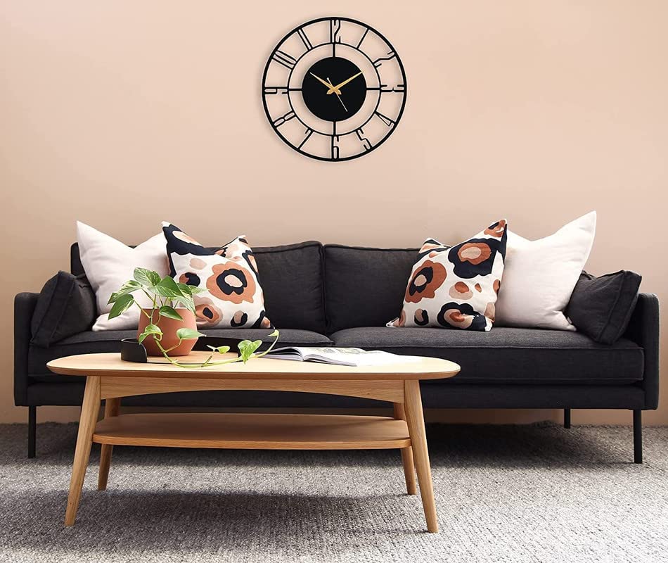 Image of AVVIC MART Stylish Metal Analog Wall Clock for Living Room, Bedroom, Office, Kitchen, Home and Hall | Antique Fancy Big Size Modern Wall Watch for Home Decor (Style-1, 50CM)