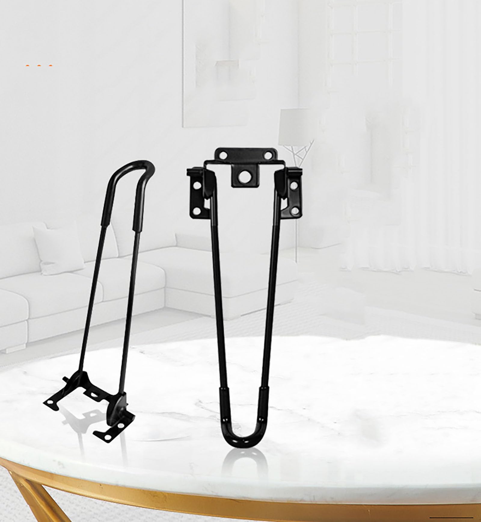 POTUBI Furniture feet, Foldable Hairpin Legs, Metal Pin Legs Hairpin Table Legs Heavy Duty Metal Table Legs, Black Coffee Table Legs for Home Furniture (2PCS,45cm)(38cm)