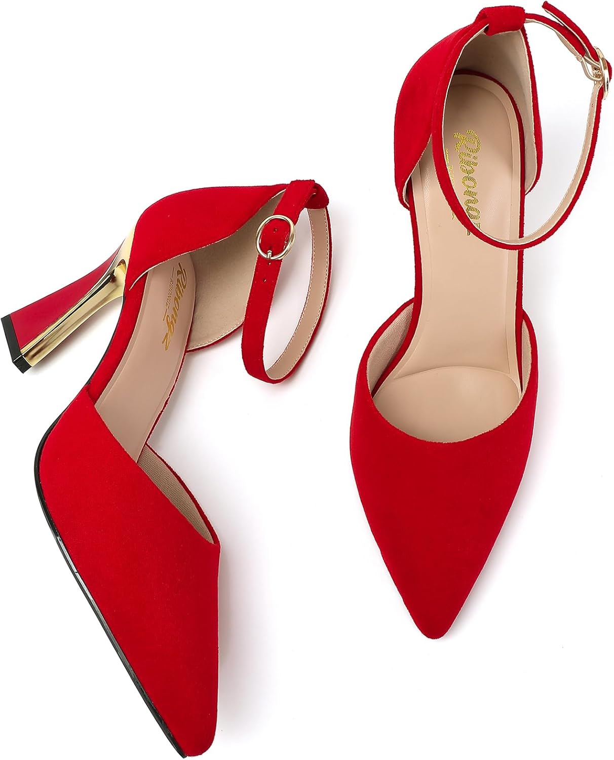 RIBONGZ Women's Closed Pointed Toe Heels Ankle Strap High Pumps Elegant Strappy Stiletto Dress Shoes for Work Party Evening Casual Office - Image 7