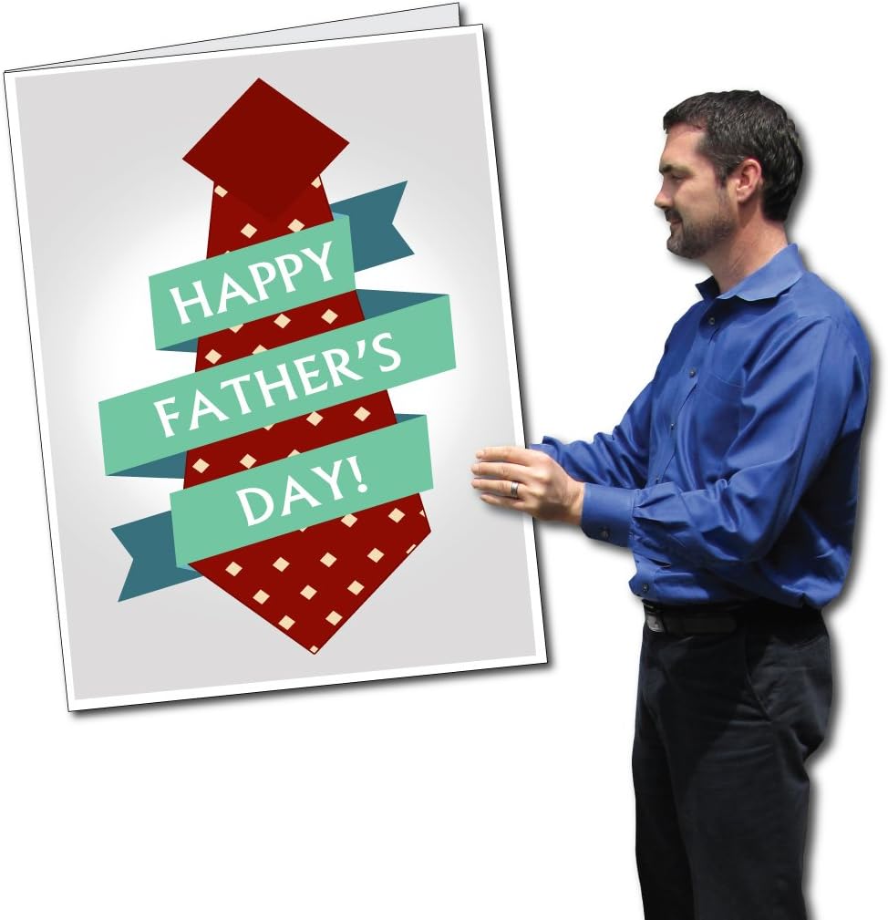 VictoryStore Jumbo Greeting Cards: Giant Father's Day Card with Envelope, Tie and Ribbon Design, 2 feet X 3 feet
