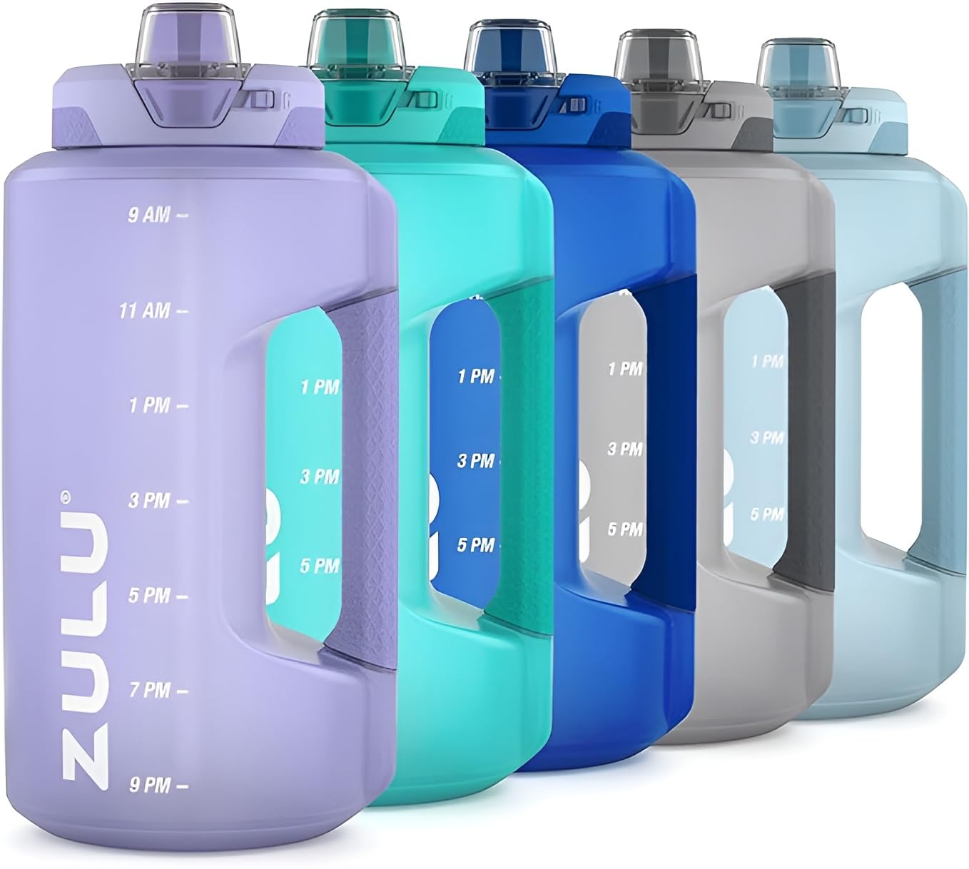 ZULU Half Gallon Water Bottles with Hydration Tracking Time