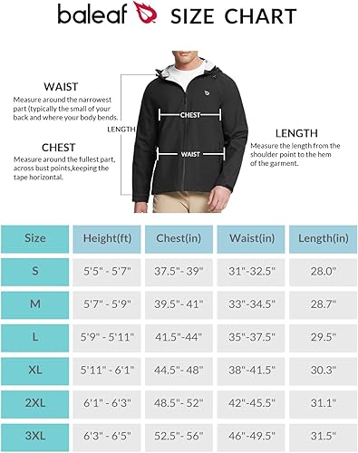 Miniatura 7 de BALEAF Chaqueta impermeable para hombre, ligera, plegable, impermeable, transpirable, rompevientos, senderismo, golf, viajes, al aire libre