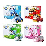 【公式ライセンス】robocar poli ロボカーポリー ミニカー4台セット (ポリー&ロイ&ヘリー&アンバー) 知育玩具 子供用 おもちゃ プレゼント ２歳３歳４歳５歳 誕生日 卒入園 プレゼント