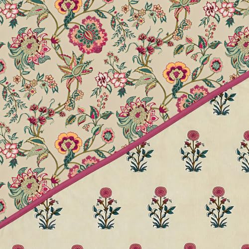 Image of Homestan Reversible All Season Cotton Feel Dohar for Double Bed,Soft Light Weight AC Blanket /Comforter for Summer /Winter /Monsoon (84x88 Inches, Floral Trail)