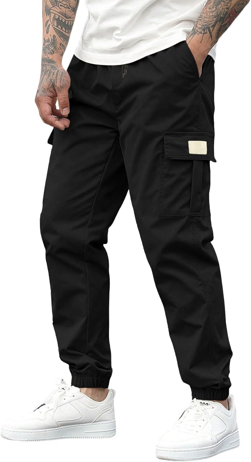 ZAFUL Mens Casual Cargo Pants Drawstring Hiking Outdoor Streetwear Track Joggers Sweatpants with Pockets