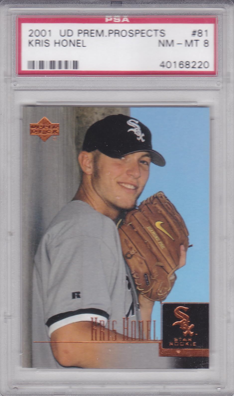 2001 PREMIERE PROSPECTS KRIS HONEL ROOKIE PSA 8