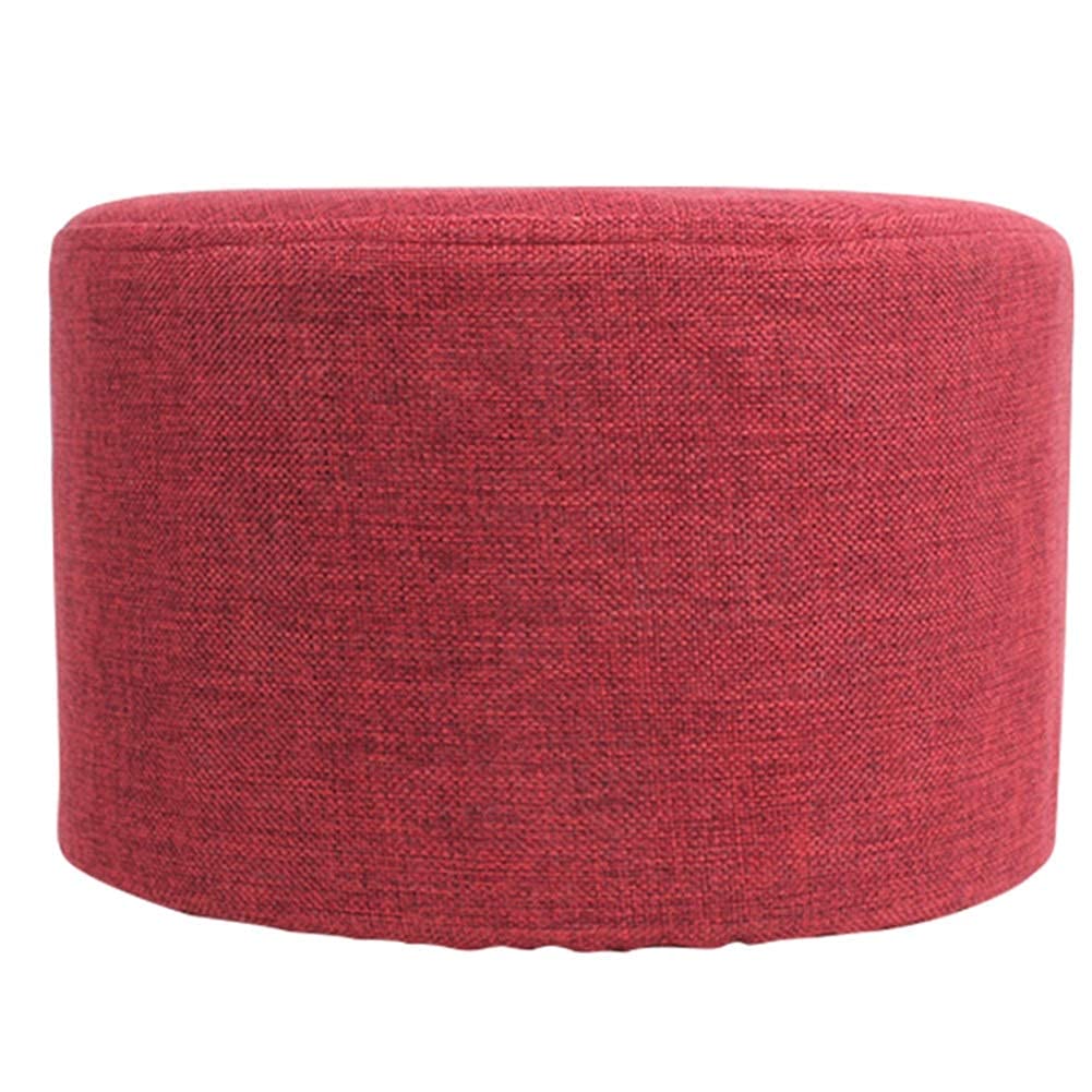 Pouf repose-pieds bois massif siège tissu lin chaussures hall