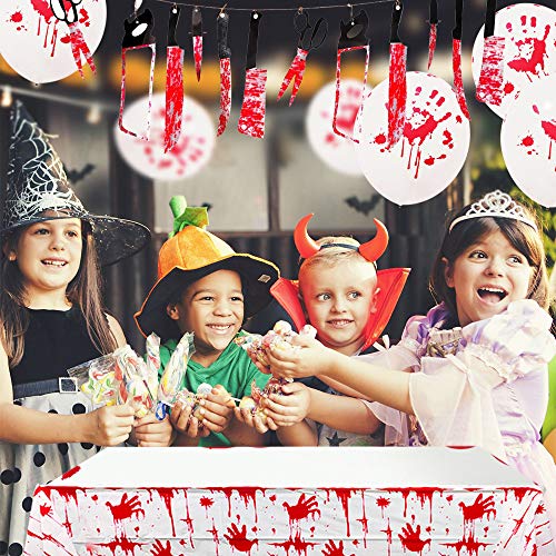 MOVINPE Halloween Bloody Party Decorations, Scary Weapons Knife Garland Hanging Banner, Doorway Curtain, Blood Splatter Tablecloth, Handprints and Footprints Window Stickers, Balloons - Thumbnail 5