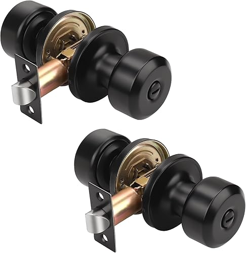 Miniatura 10 de KNOBWELL - Paquete de 5 manijas de privacidad para puerta interior, para habitación o baño, color negro mate, forma circular