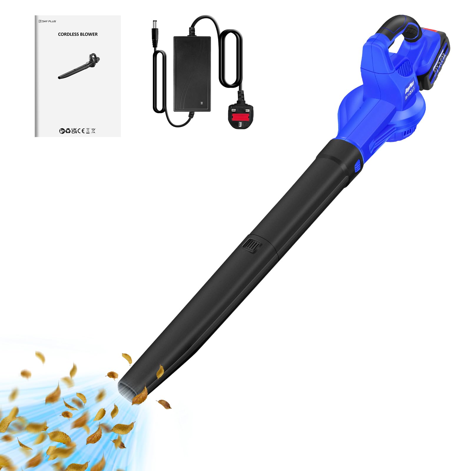 Soffiatore/Aspiratore A Batteria con 4.0Ah Batteria e Caricabatterie, Soffiatore di Foglie Velocità Aria 180 km/h, Alta Potenza di Aspirazione,