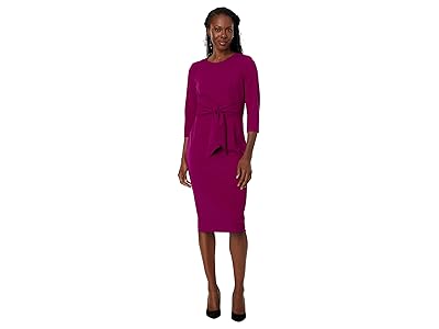Adrianna Papell Knit Crepe Tie Waist Sheath Dress Women