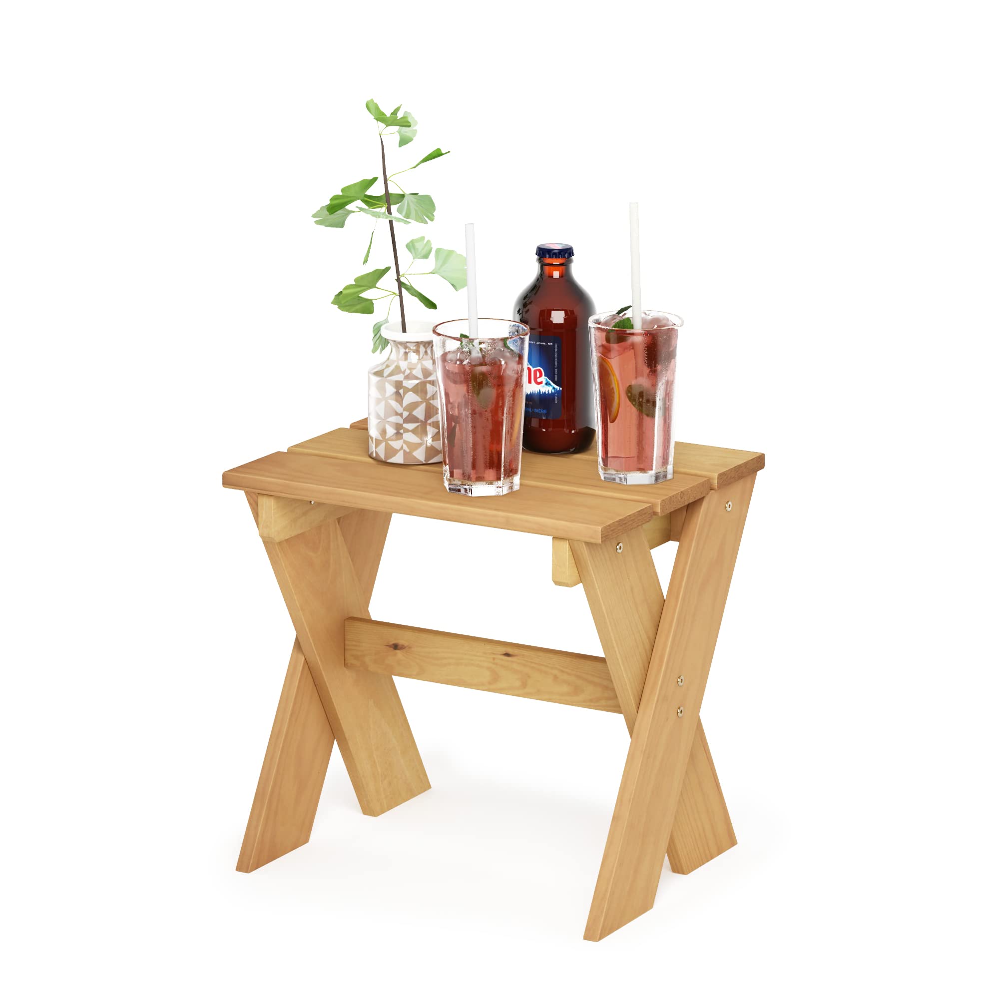 Furinno Tioman Table d'appoint avec Support pour Fleurs, Bois de Pin, 45,2 (W) x 43,9 (H) x 35,1 (D) cm