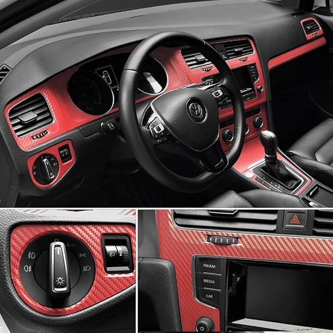 Image of WALLMATE Carbon & Matellic Wrap Sheet Roll Film Sticker Decal Waterproof Car Styling Wrap Auto Vehicle Accessories (12x48 Inch,Red Carbon)