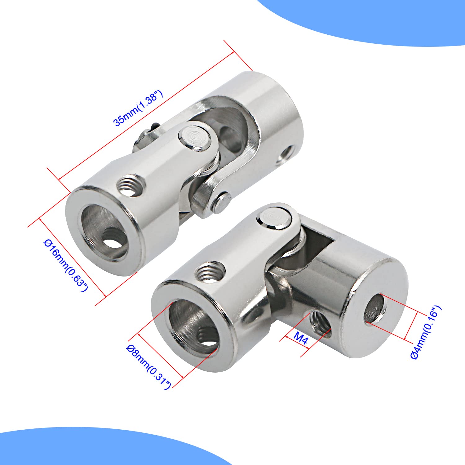 Aopin 8mm To 10mm Rotatable Universal Joint Coupling Shaft