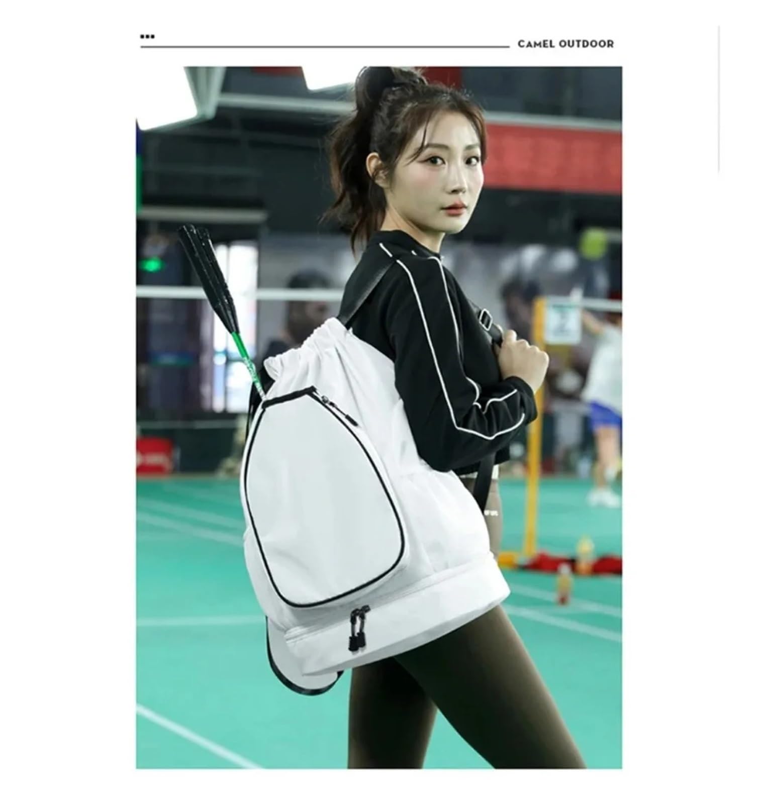 Raquetero Tenis Mochila for Raqueta De Tenis con Bolsillo for Zapatos, Bolsa Deportiva Gran Capacidad for Bádminton, Correa Ajustable, Cierre Cordón, 2 Raquetas