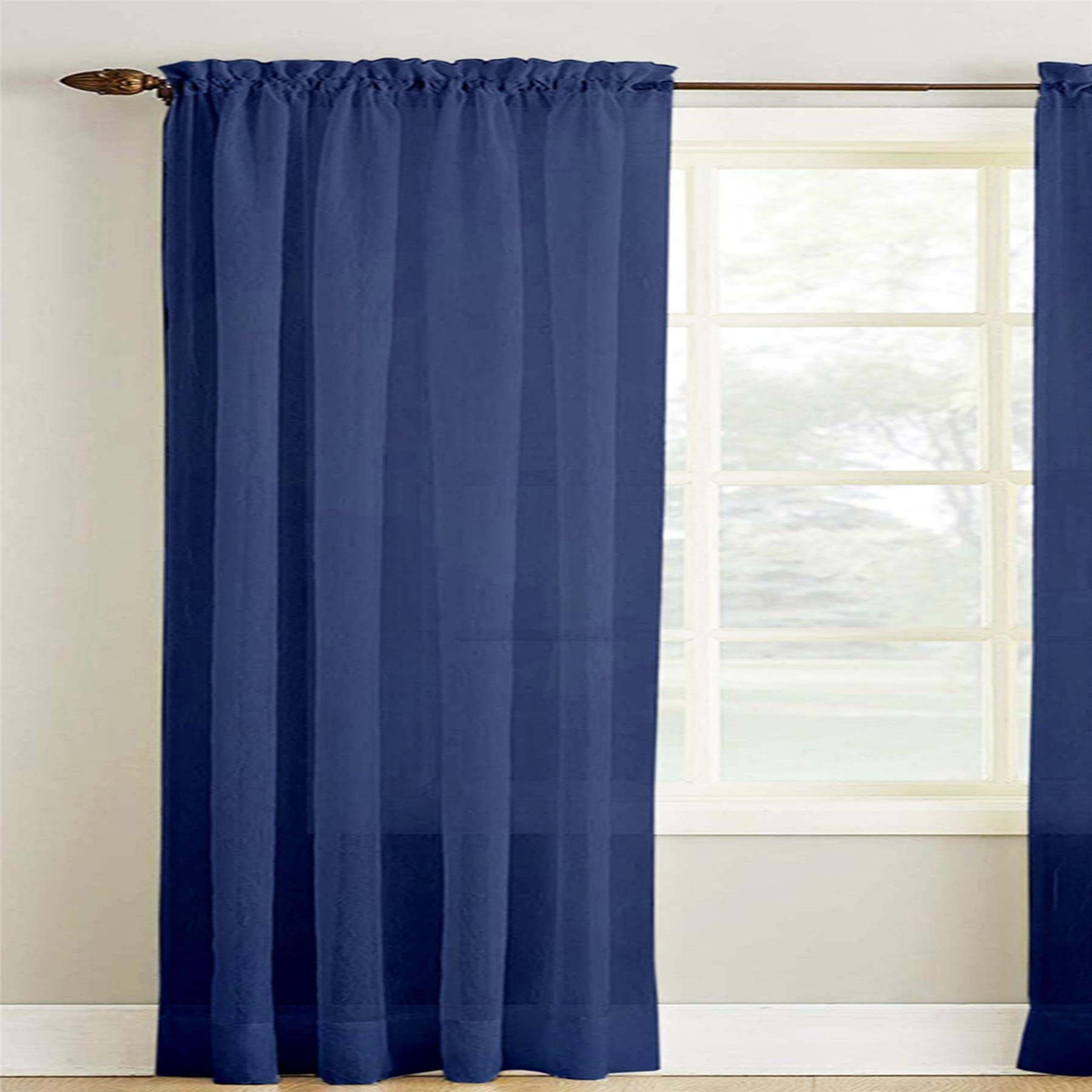 Roseley Slot Top Voile Curtain 1 Panel Mesh See Through Living Room Patio Door Drape Nursery Sheer Organza Net Curtain [Navy Blue, W:58'' x D:108'']