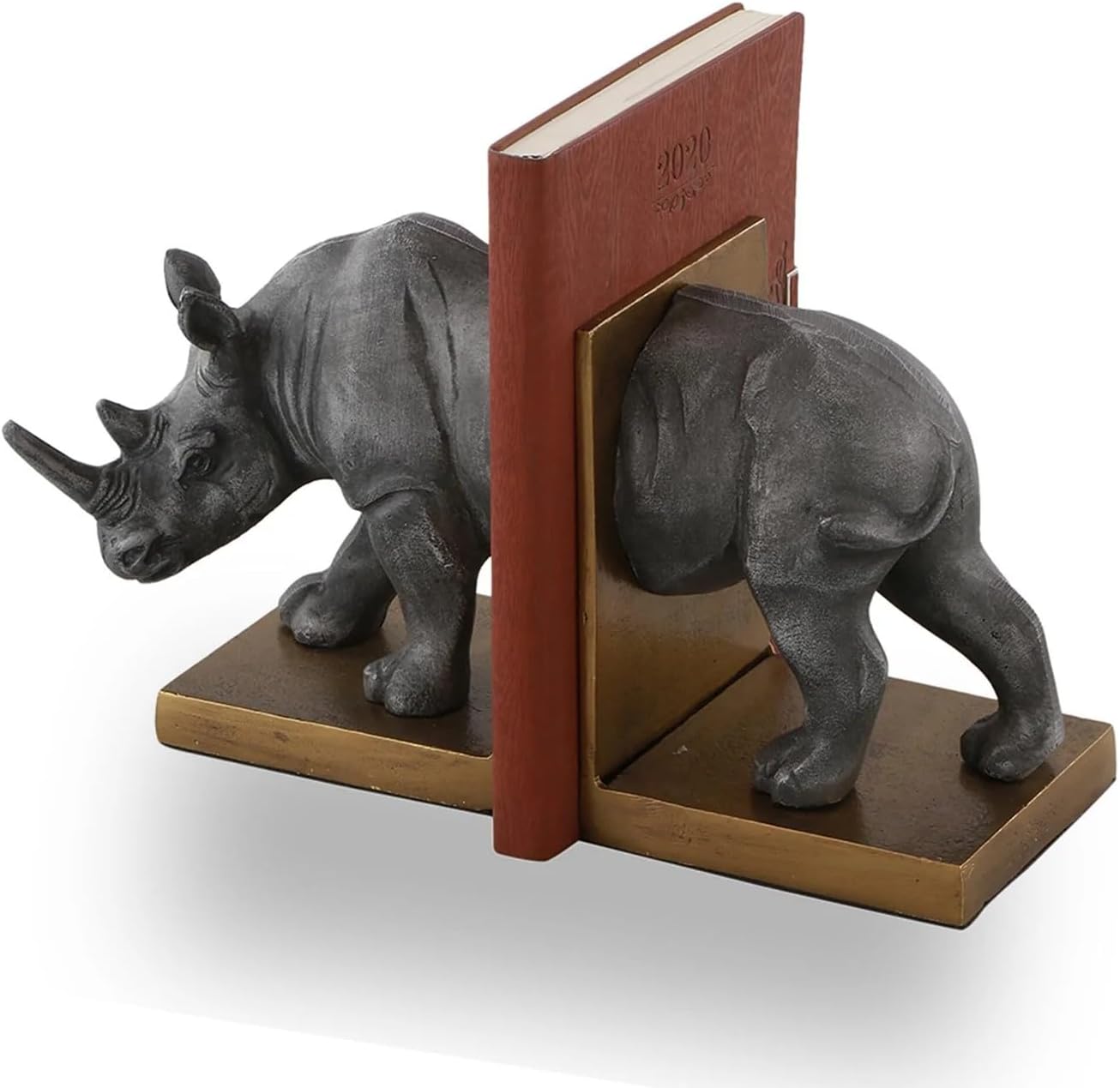 SPI Home Cast Aluminum Rhinoceros Bookends Rhino 7.5 Inches High Animal Décor