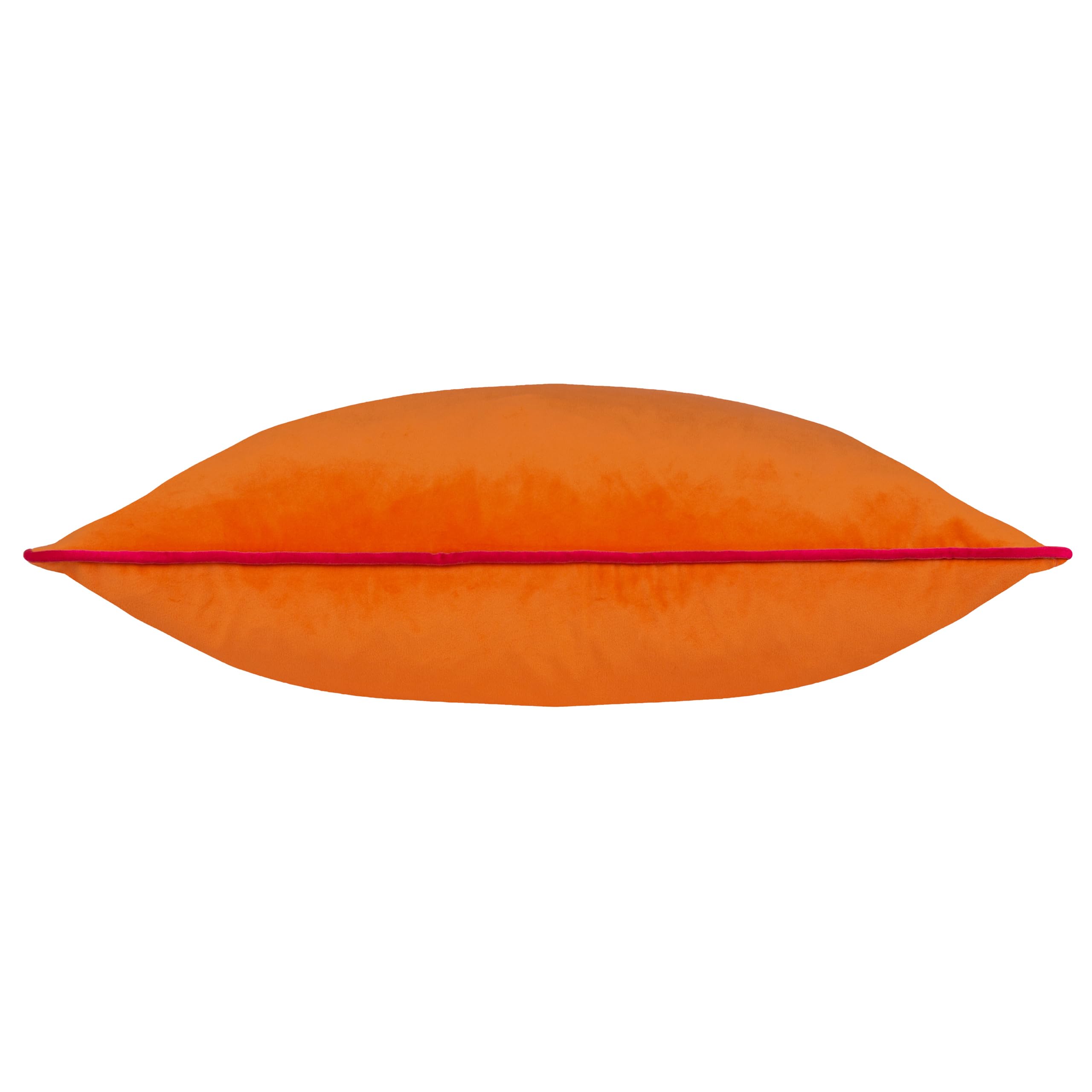 furn. Meridian Cushion Cover - Luxury Contrast Piped Velvet Decorative Case (Clementine/Hot Pink - 45x45cm) - Image 2