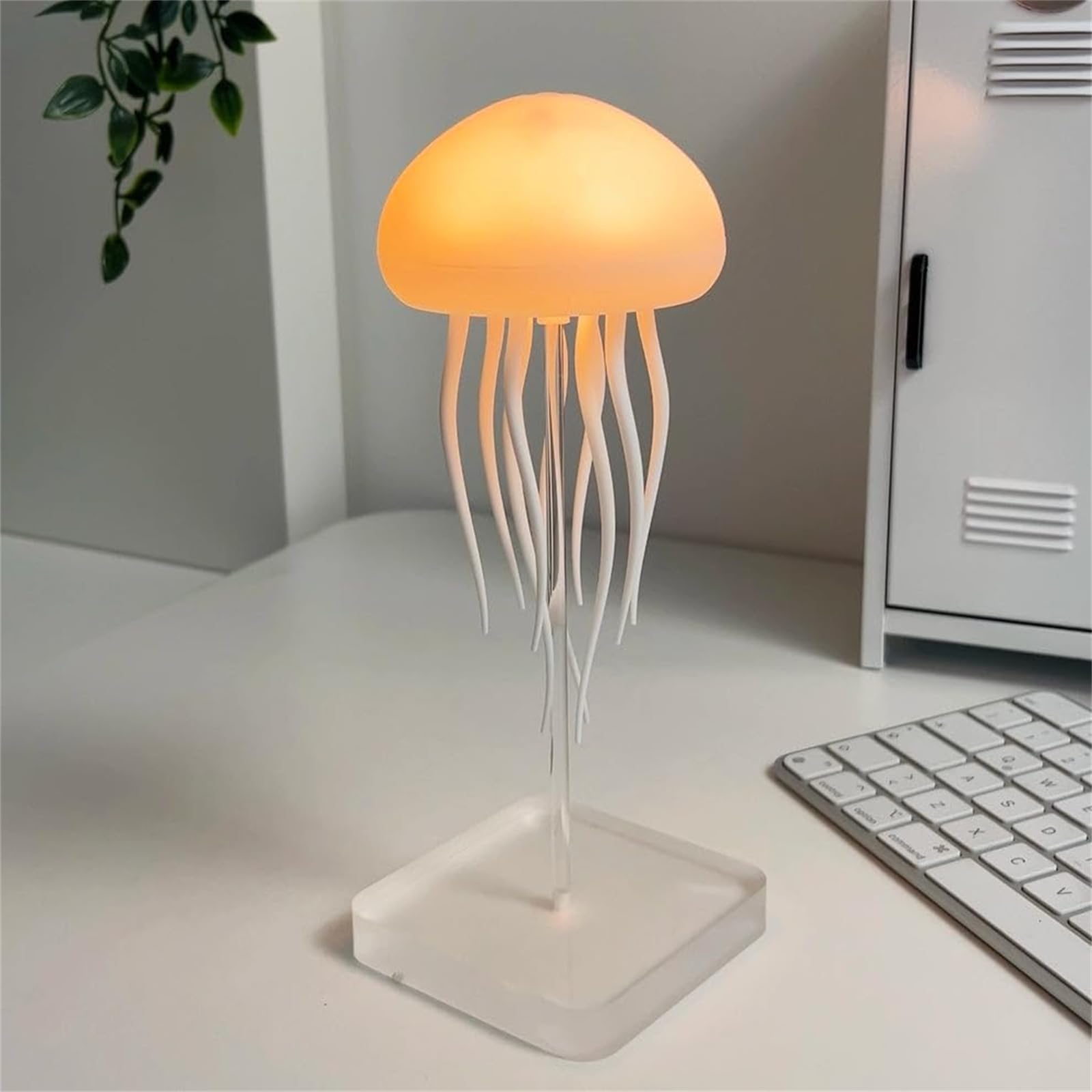 JIJIAOVE Voice Control Jellyfish Lamp With Dancing Legs, LED RGB Gradient Light, Touch Sensor Rechargeable (Hanging + Base)