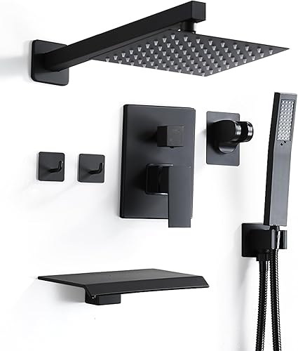 RTOBWEYE Juego de grifo de ducha de 8 pulgadas, sistema de ducha de lluvia con cabezal de ducha de mano de alta presión, juego de ducha mezclador de