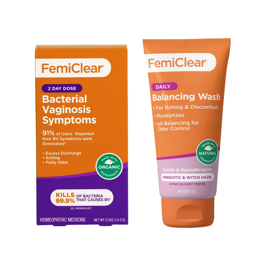 FemiClear for Bacterial Vaginosis Symptoms Soothing Feminine Wash Bundle - Natural Organic Vaginal Ointment for Four Odor Itching