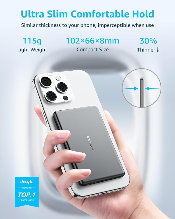 “Air” Power Bank for MagSafe 5000mAh Ultra Slim Battery Charger Case 2026 by decqle - Used condition - Image 2