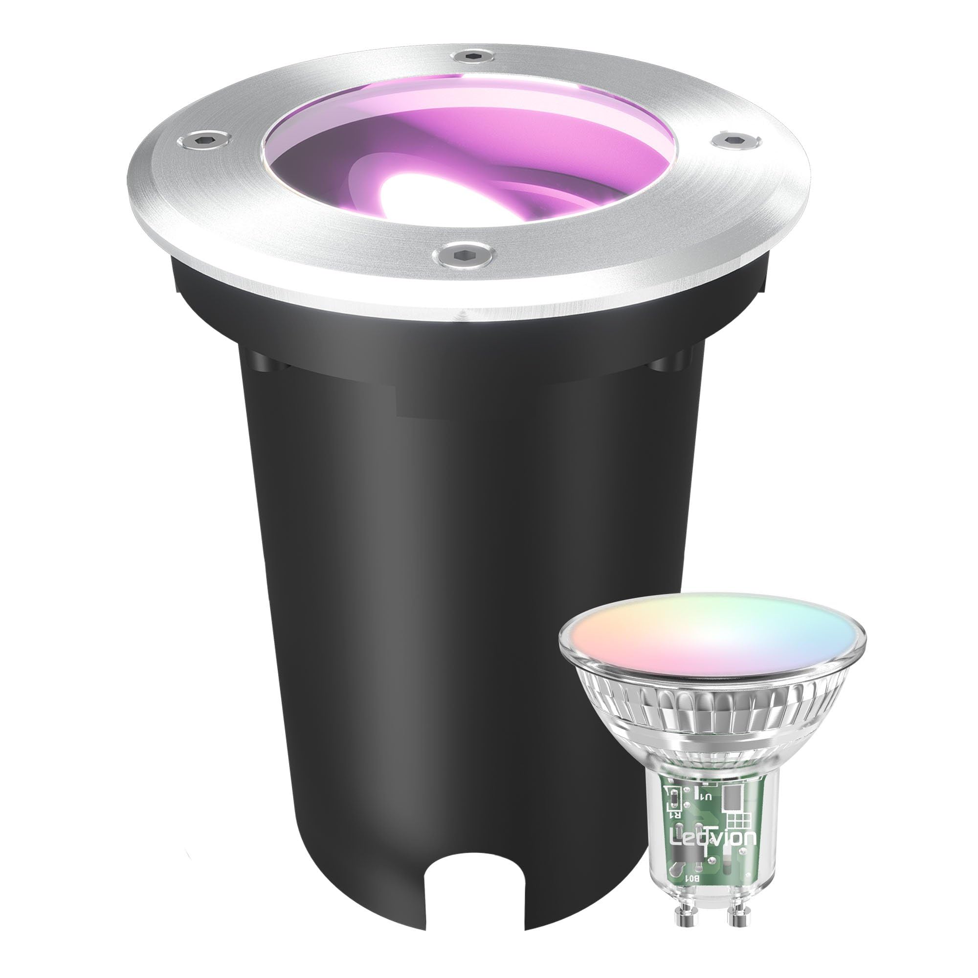 Ledvion - Smart LED Ground Recessed Light, 4.9W, RGB+CCT, IP67, 1m Cable, Adjustable, Outdoor Lighting