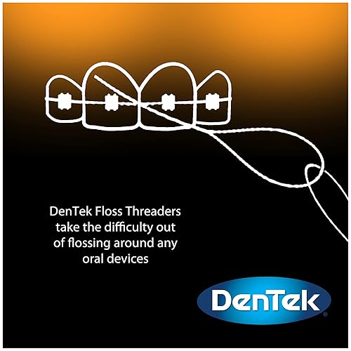 Miniatura 4 de DenTek Enhebradores de hilo dental  para aparatos ortopédicos, puentes e implantes  50 unidades (paquete de 1) con limpiadores interdentales DenTek