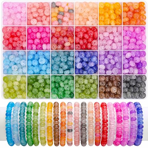 BONNY BOXX 960PCs Rondelle Glass Beads for Jewelry Making 24 Colors Abacus Crystal Beads (5x8mm) Gemstone Spacer Bead for Bracelets Necklaces Earrings DIY Crafts Supplies Kit with Organizer Box