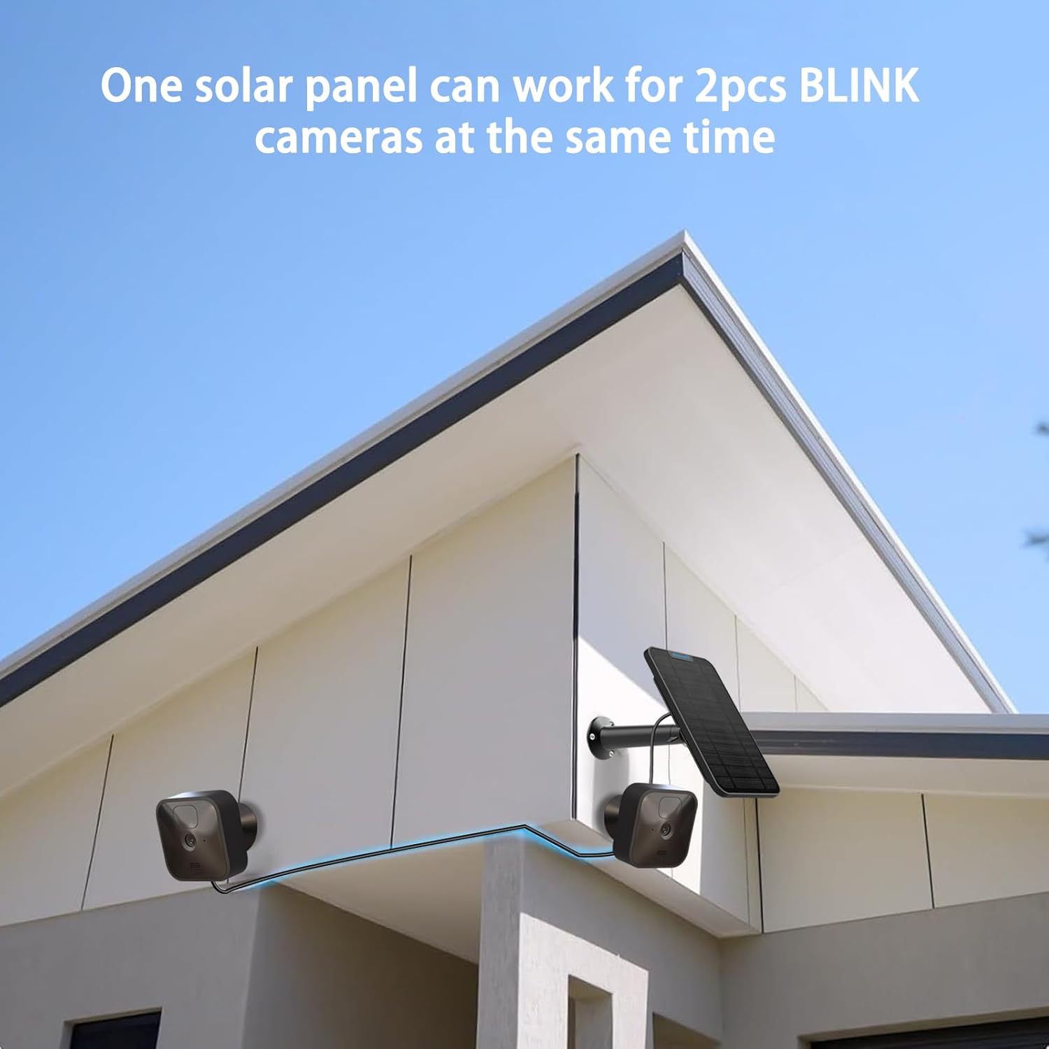 Solar Panel Charging power Compatible with Blink New Outdoor(3rd Gen)/xt xt2 Camera, with 13.1ft Waterproof Charging Cable and 13.ft/4m waterproof cable work for 2 pcs blink camera