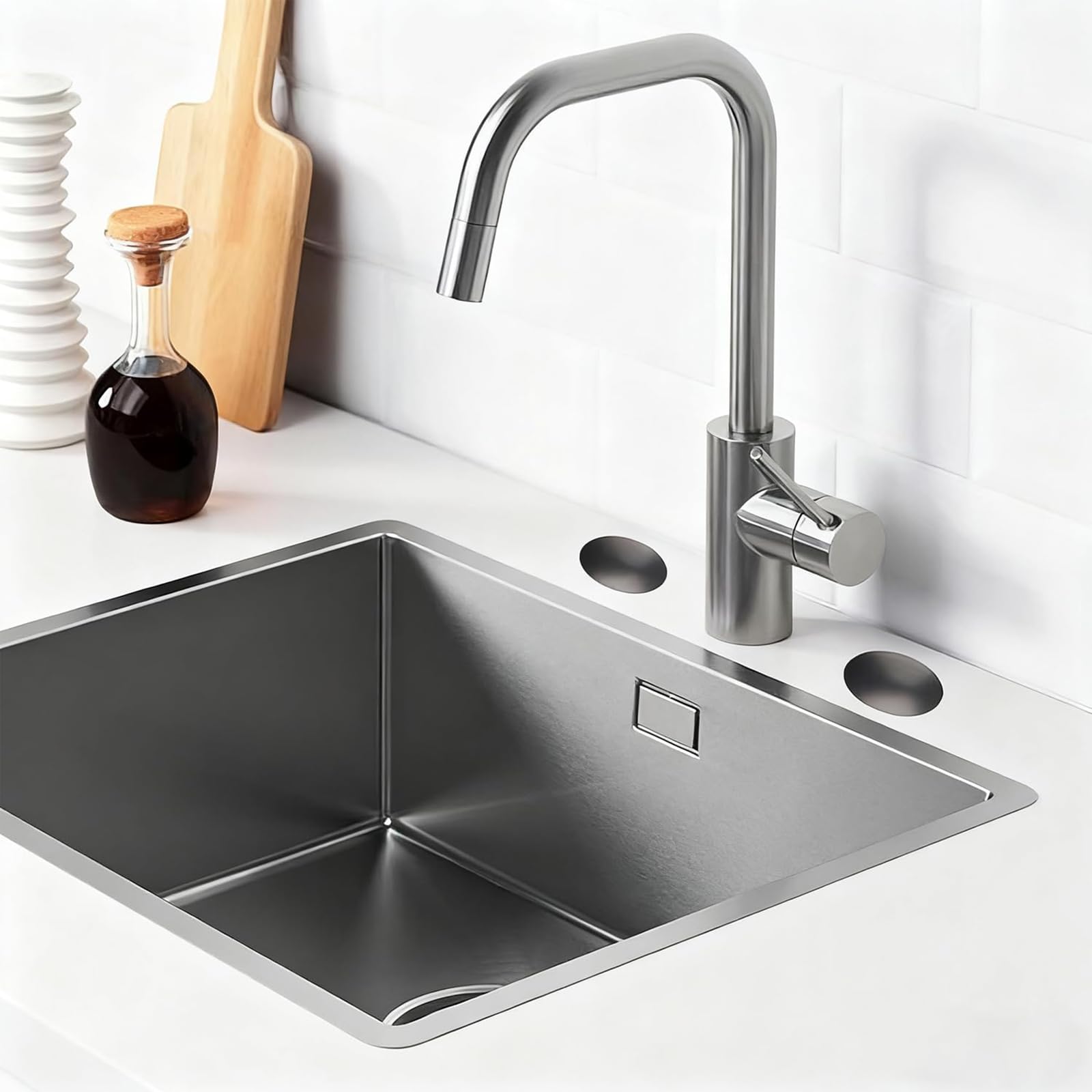 Tapón de Fregadero,Tapón Fregadero Acero Inoxidable Cubierta de Orificio para Grifo con Junta Embellecedor Lavabo Ciego para Fregadero Cocina Tapa Agujero para Bañera y Accesorios de Cocina — view 4
