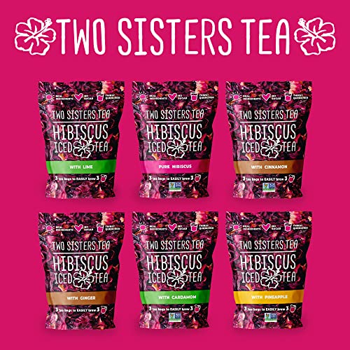 Two Sisters Hibiscus Family Sized Tea Bags | Hibiscus Tea Made From Dried Hibiscus Flowers | 3 Jumbo Cinnamon Tea Bags #TOP5